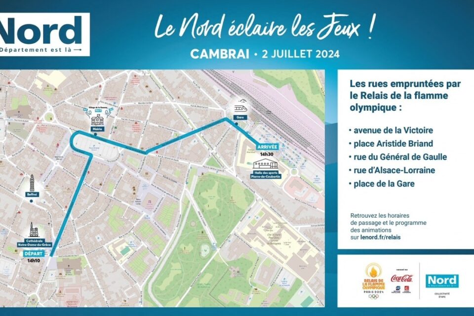 Voici où passera la flamme à Cambrai, 4e ville-étape le 2 juillet 2024.
